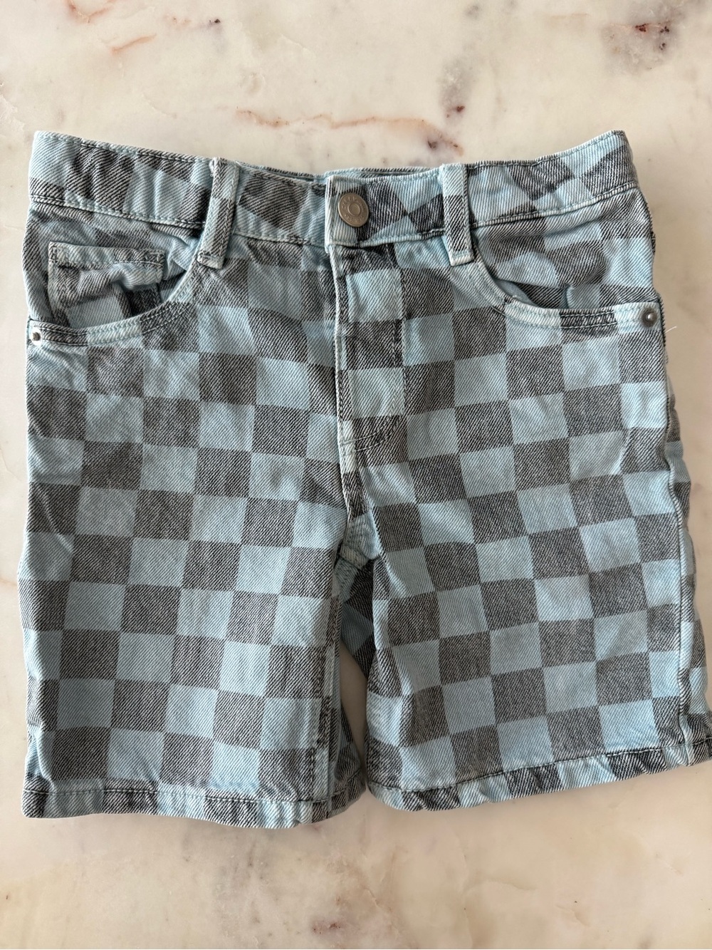 ZARA Kids Blue Checkerboard Denim Shorts 2-3Y / 98